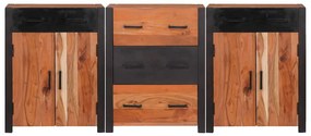 Széf fiókkal 3 pcs Barna 165 x 30 x 75 cm Tömör akácfa