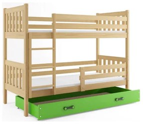 Gyermek emeletes ágy Carino tárolóhellyel, mérete 80x160 cm. Zöld