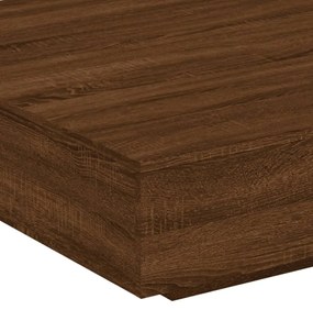 barna tölgyszínű dohányzóasztal LED-lámpákkal 100 x 100 x 31 cm