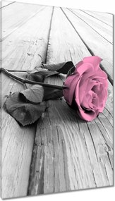 Vászonkép 80x120 Rózsa világos deszkákon