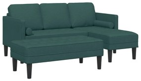 2 darabos kanapészett párnákkal, sötét zöld textil