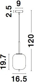 NOVA LUCE 9624075 LATO Egyágú Függesztett Lámpa Üveg E27 IP20