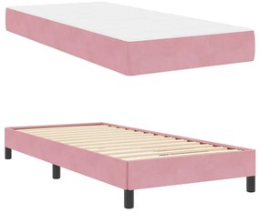Boxspring ágy matraccal matracmal Rózsaszín 90 x 190 cm Bársony
