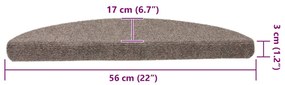 5 db krémszínű tűlyukasztott öntapadó lépcsőszőnyeg 56x17x3 cm