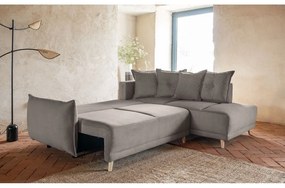 Világosbarna kordbársony kinyitható sarokkanapé (jobb oldali) Lazy Lukka – Miuform