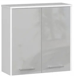 FIN W60 2D Fürdőszobai fali szekrény (metál/fehér)