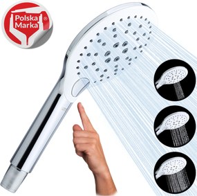 Zuhanyfej zuhanyfej 3 funkciós zuhany fogantyú takarékos króm fehér