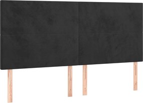 fekete bársony fejtámla 180x5x118/128 cm