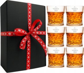 6 db-os whiskys pohár szett gravírozással Kristály 340ml Ajándék Születésnap Évforduló