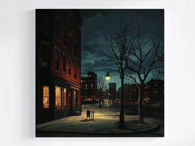 Vászonkép Canvas Város Utca Lámpa Fény Éjszaka Sötét 80x80