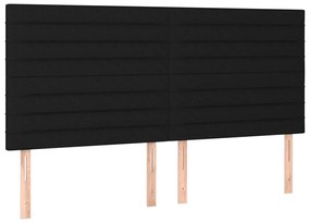 fekete szövet LED-es fejtámla 180x5x118/128 cm