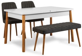 Étkező szett Dobuse 2 (atlanti fenyő + fehér + antracit) (4 személy számára). 1093776