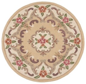 Aubusson bézs gyapjú szőnyeg, ⌀ 120 cm - Flair Rugs