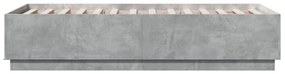 betonszürke szerelt fa ágykeret LED-del 90 x 190 cm