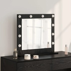 LED világítással rendelkező sminktükör fekete tölgy 60x55x18 cm