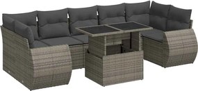 vidaXL 8 részes szürke polyrattan kerti ülőgarnitúra párnákkal