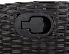 3 részes fekete polyrattan kerti étkezőgarnitúra párnákkal