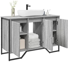 Szürke sonoma szerelt fa fürdőszobai mosdószekrény 91x35x60 cm