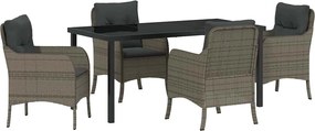 vidaXL Kert étkező szett párnával 5 pcs Szürke polirattan