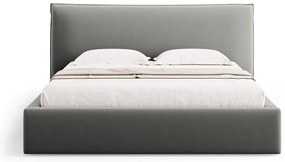 Szürke kárpitozott ágyneműtartós franciaágy ágyráccsal 180x200 cm Elio – Milo Casa