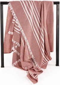 Terrakotta színű pamut takaró 150x200 cm Solene – Tiseco Home Studio