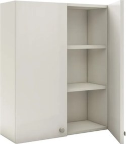 Zaria 2 ajtós fali fürdőszobai szekrény, Fényes fehér / Fehér, MDF, 60 x 22 x 72 cm