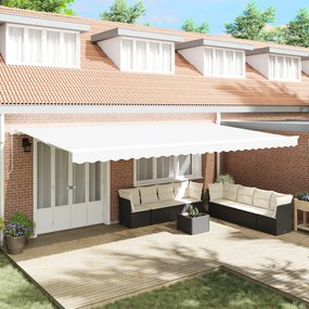 Kézi Behúzható Napellenző Fehér 600x300 cm
