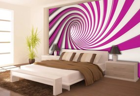 Fotótapéta - Fehér és rózsaszín 3D-s alagút (152,5x104 cm)