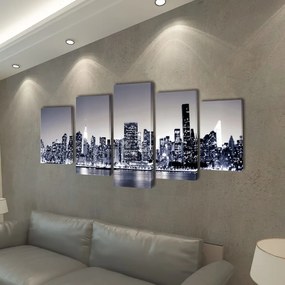 vidaXL Vászon falikép szett monokróm new york-i Skyline 100 x 50 cm