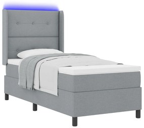 Boxspring Ágy Matraccal és LED Fénnyel Szürke 80x200 cm Szövet