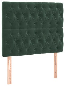 sötétzöld bársony LED-es fejtámla 90x7x118/128 cm