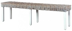 fehér természetes kubu rattan és tömör mangófa pad 160 cm