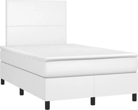 vidaXL fehér műbőr rugós ágy matraccal 120x190 cm