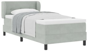 Boxspring Ágy Matraccal Világosszürke 90x200 cm - Bársonyos