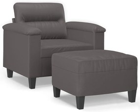 vidaXL szürke műbőr kanapéfotel lábtartóval 60 cm