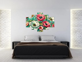 Kép - Virágok kék háttéren (150x105 cm)