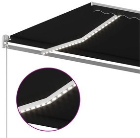 antracitszürke szélérzékelős és LED-es napellenző 6 x 3 m