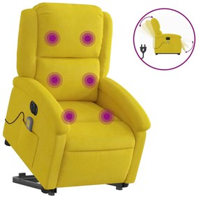 elektromos felállást segítő sárga bársony masszázsfotel