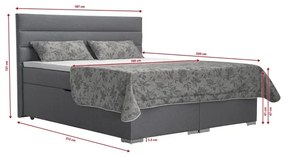 Kárpitozott ágy tárolóhellyel és matracokkal, topperrel NEW BOLERO 180x200 cm szürke