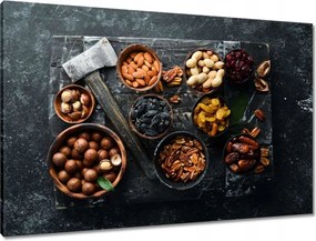 Vászonkép 90x60 Szárított dió és péksütemény