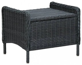 sötétszürke dönthető polyrattan kerti szék lábzsámollyal