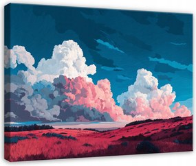 Vászonkép Mező Akvarell Tájkép Természet Hálószoba Nappali Vászon 60x40