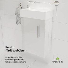 Blumfeldt Johnstone, mosdó és fürdőszoba szekrény, 40 cm, kerámia mosdó, Soft-Close záródású