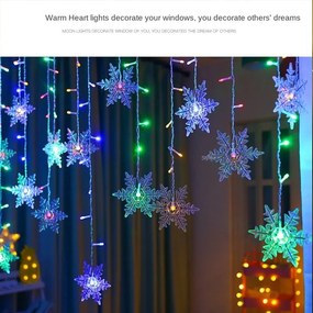 Karácsonyi LED fényfüzér Nagy Csillag és Hópehely M1326LED 3.5 Méter 138 Led