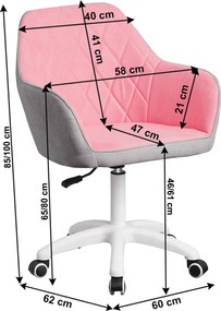 Irodai szék, szövet rózsaszín/szürke/fehér, SANTY