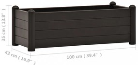 antracitszürke kerti PP magaságyás 100 x 43 x 35 cm