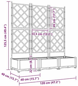 Kertész cserép rácsos változattal 3 pcs Fehér
