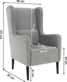 Kényelmes fotel, szürke/fekete, BREDLY