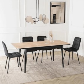 Kerámia Étkezőasztal Tölgy/Fekete Színben. SAMER 120–160 cm