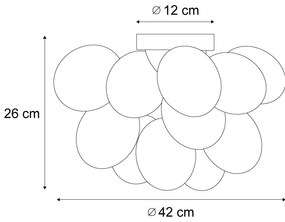 Design mennyezeti lámpa fekete borostyán és füstüveg 4-lámpás - Uvas